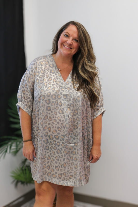 Super Laid Back Leopard Cool Grey Tunic