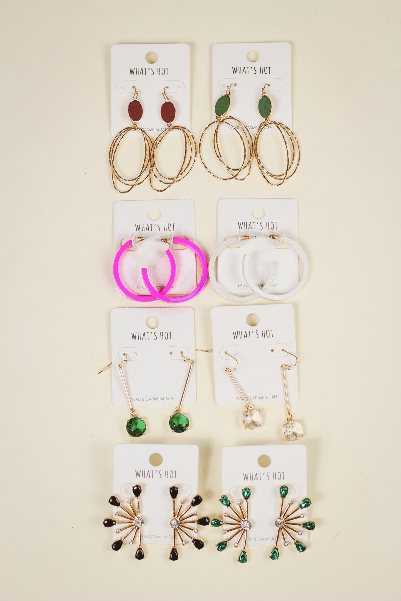 Clear Crystal Stone Drop on Gold Bar 1.5" Earring