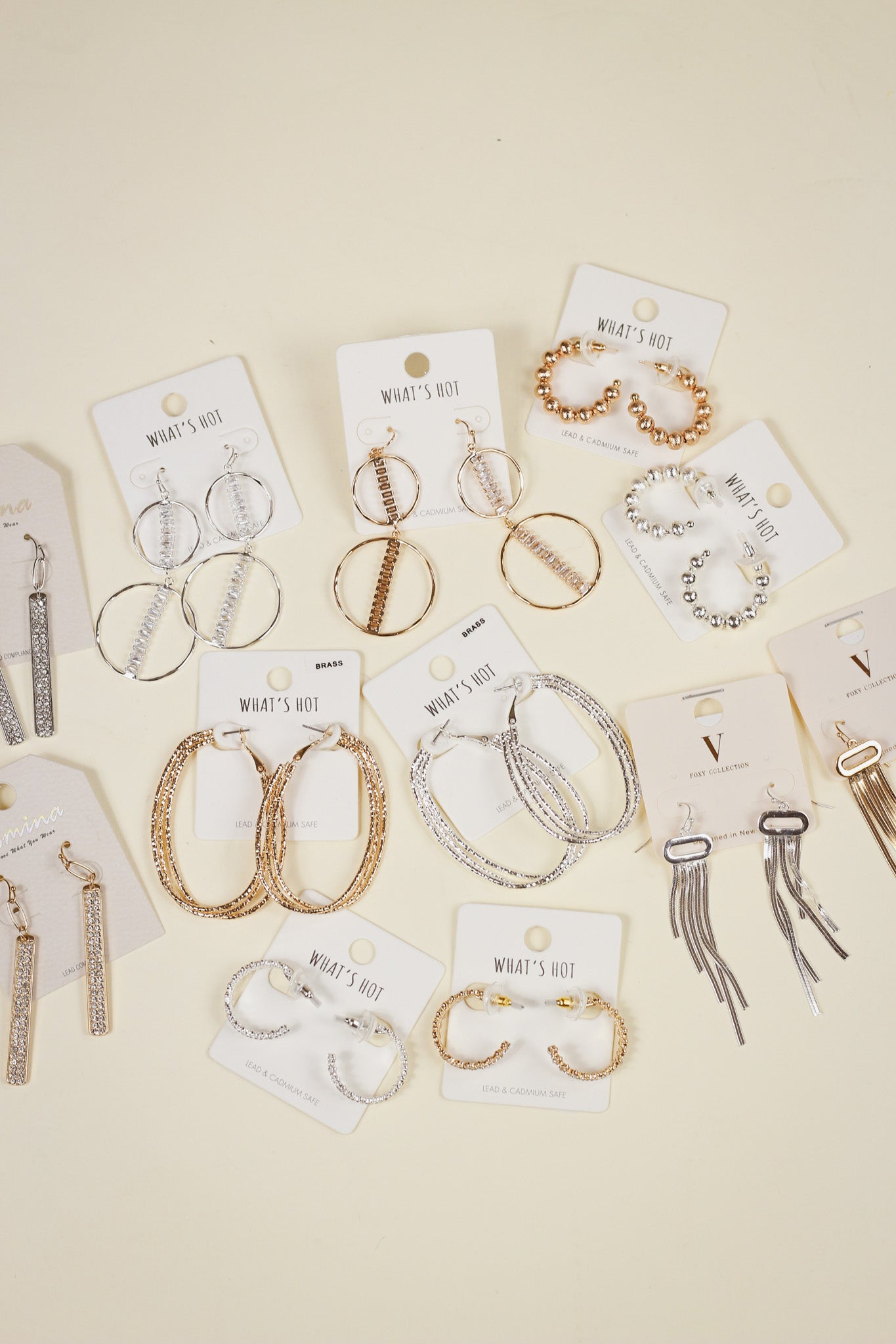 Silver Rhinestone Bar 1.5" Earring