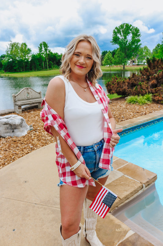 Paula Scoop Neck Tank Radient Red