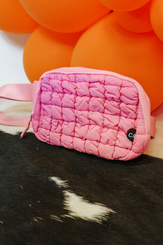 Pink Puffer Crossbody Fanny Bag