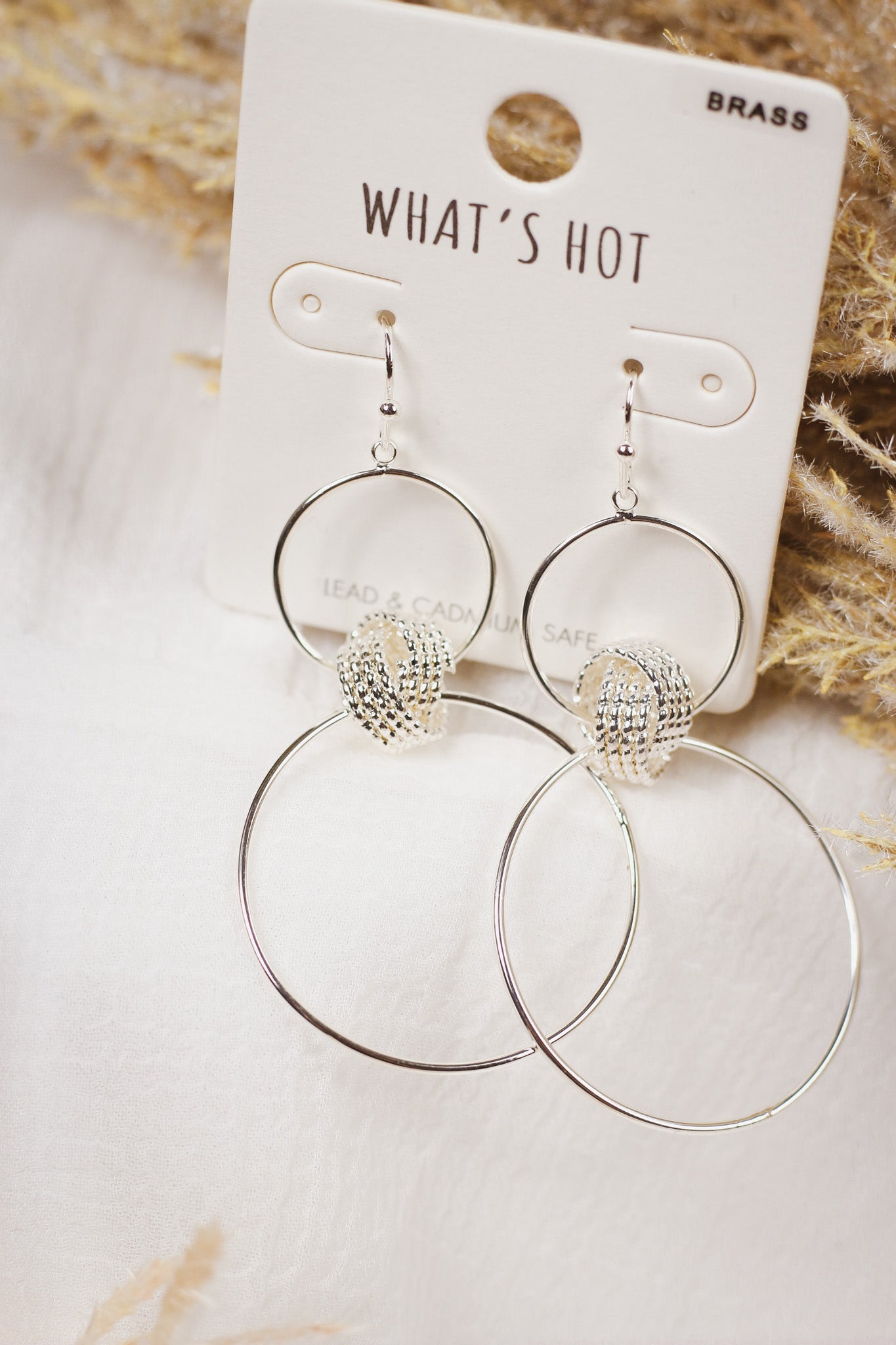 Silver Knotted Hoop Earrings