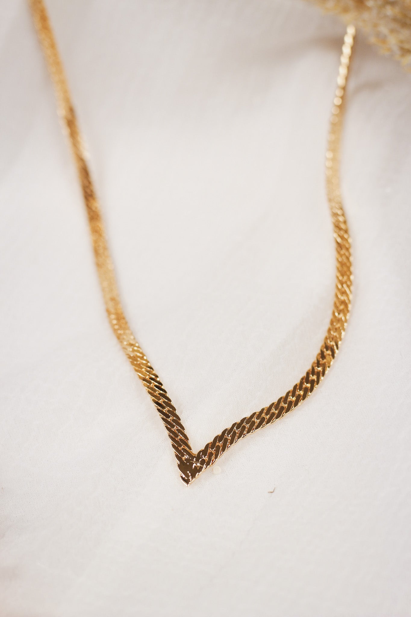 Gold V Shape Snake Chain 16"-18" Necklace
