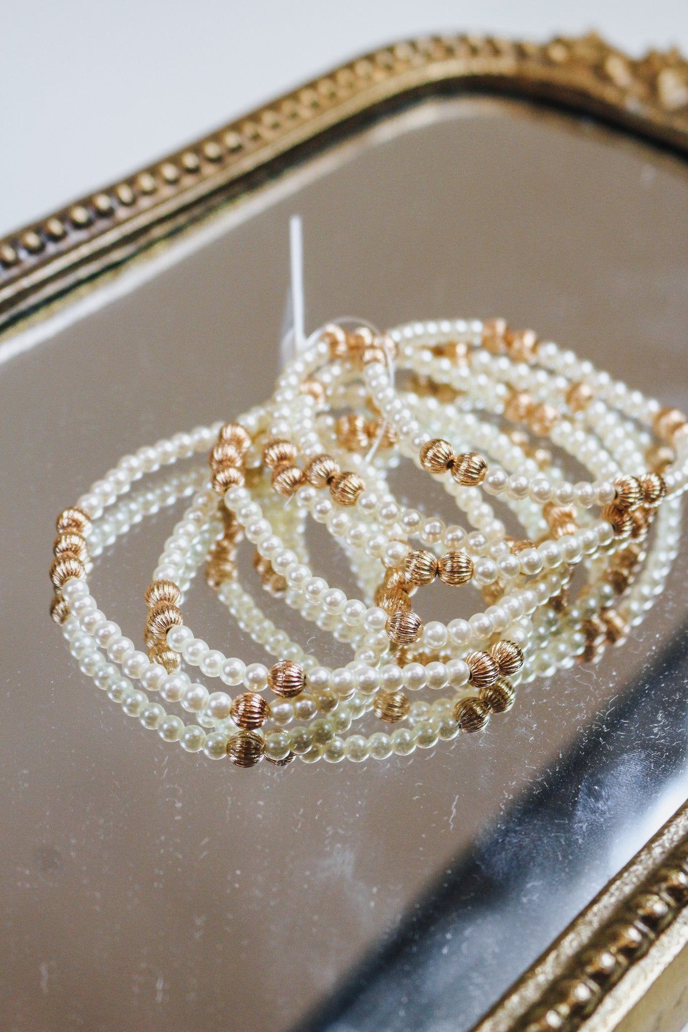 Set of 6 Beaded Pearl Bracelet