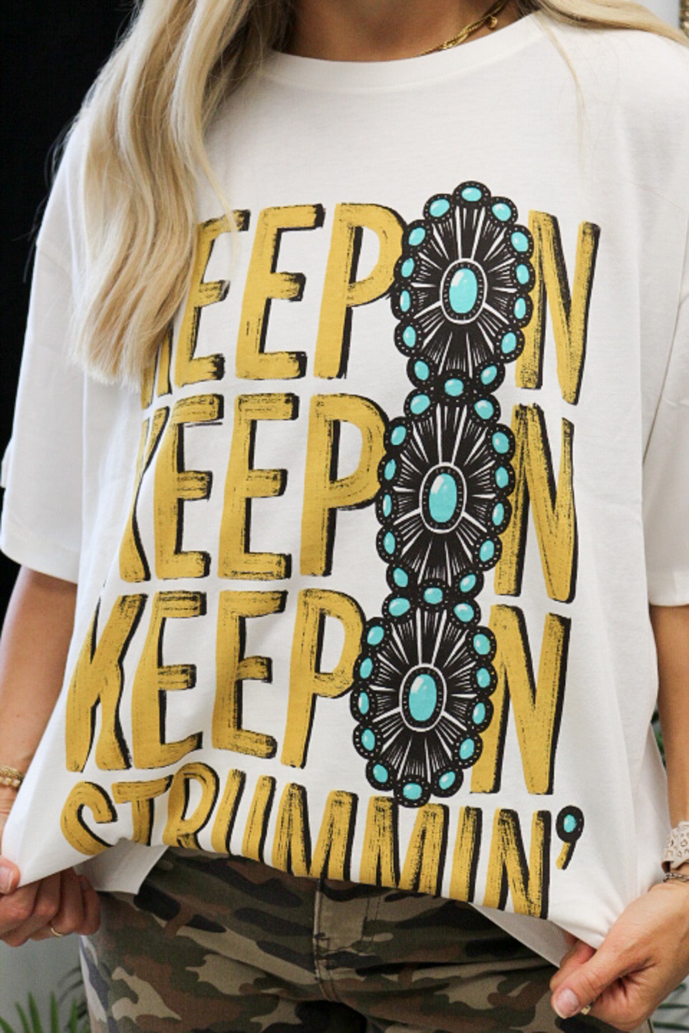 Keep On Strummin' White Graphic Tee