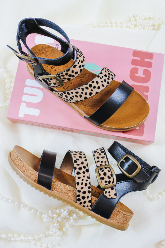 Fancy Black Leopard Blowfish Sandal