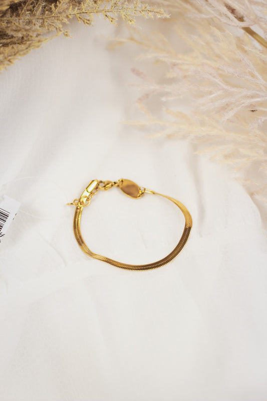 Gold Dainty Herringbone Bracelet - Waterproof