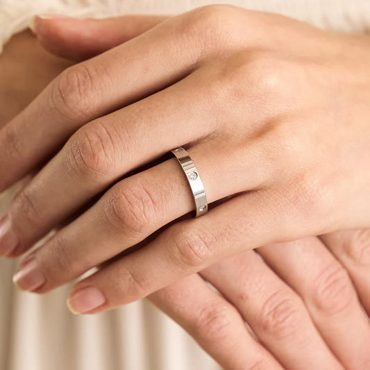Silver Diamond Ring Band - Waterproof