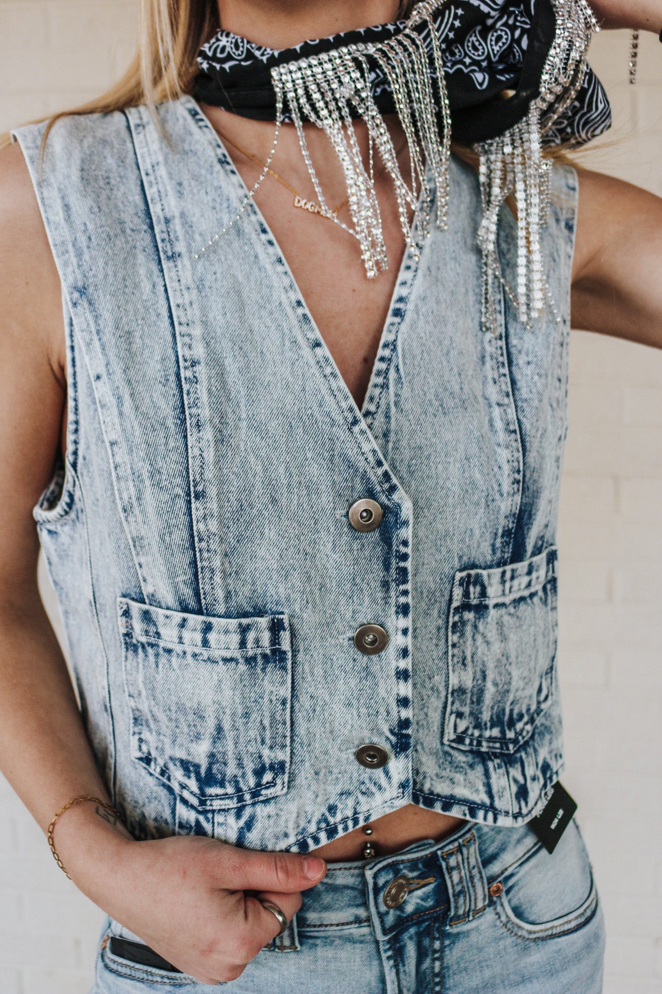 Country Cowgirl Denim Blue Vest Top