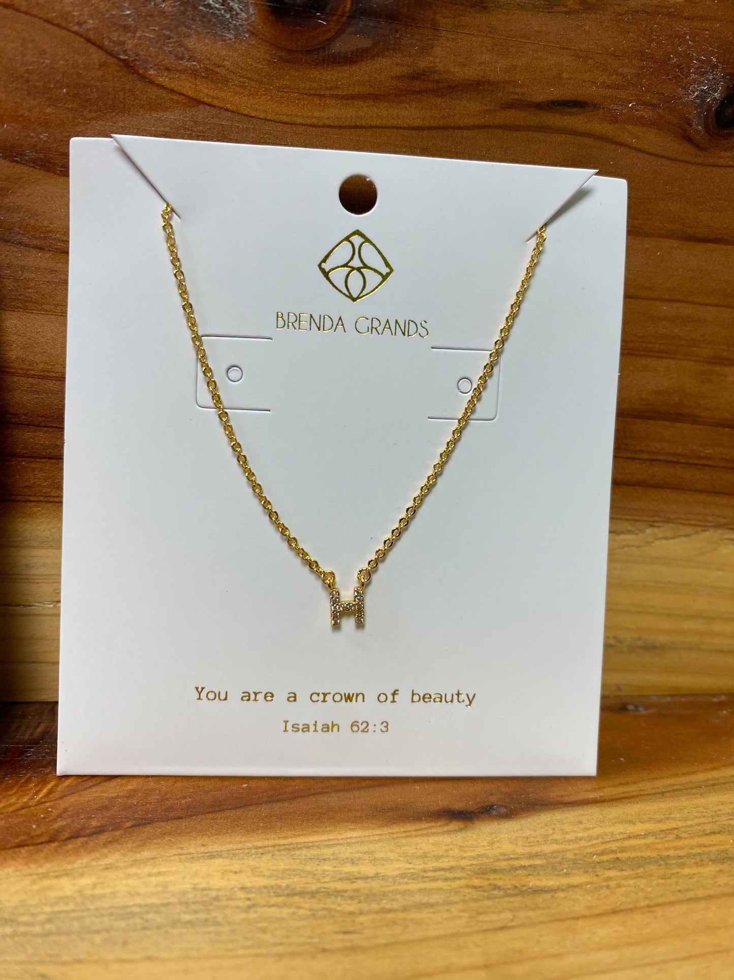 Gold Shiny H Initial Necklace - Water Resistant