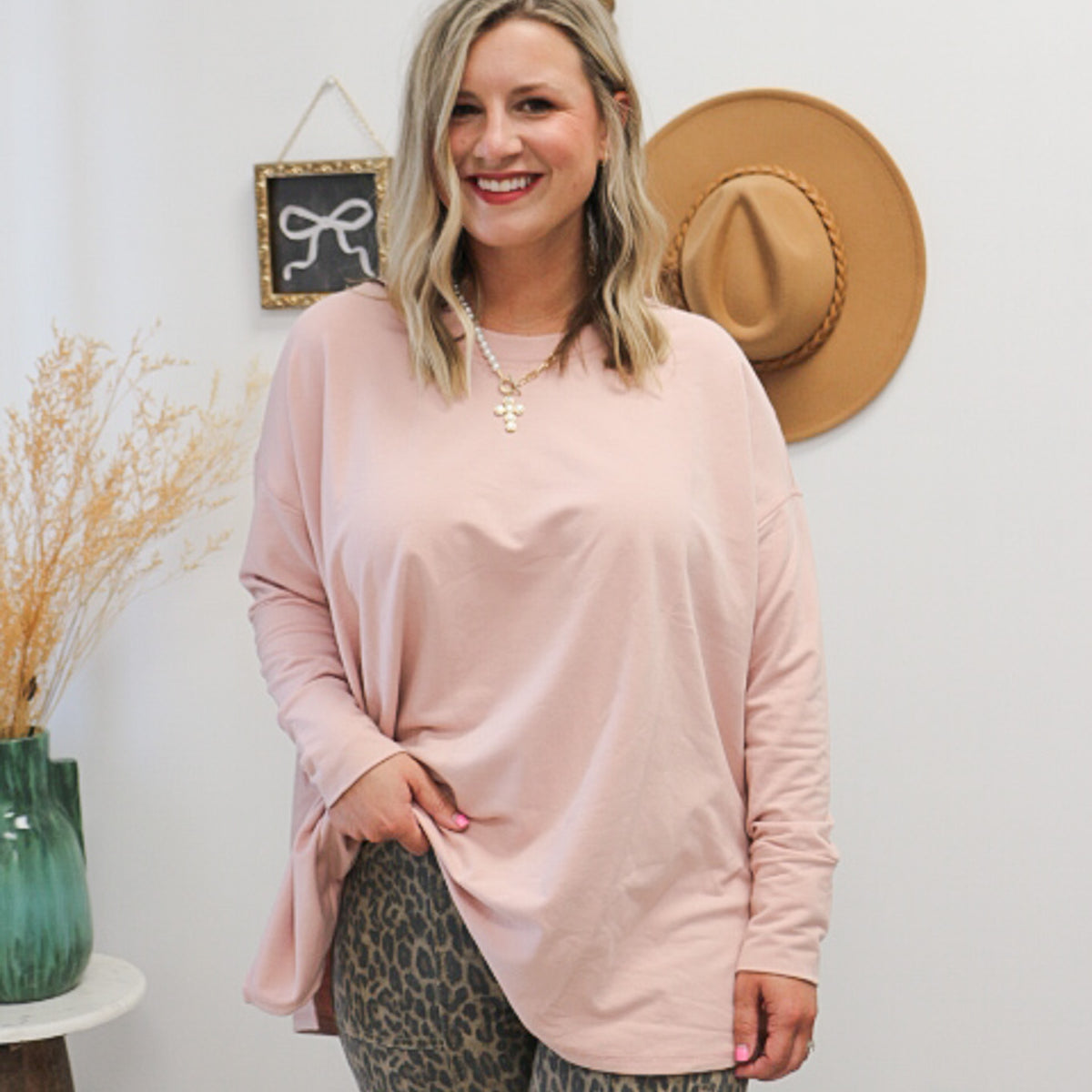Mud Pie Libba swing hem top, shown in one of three available colors