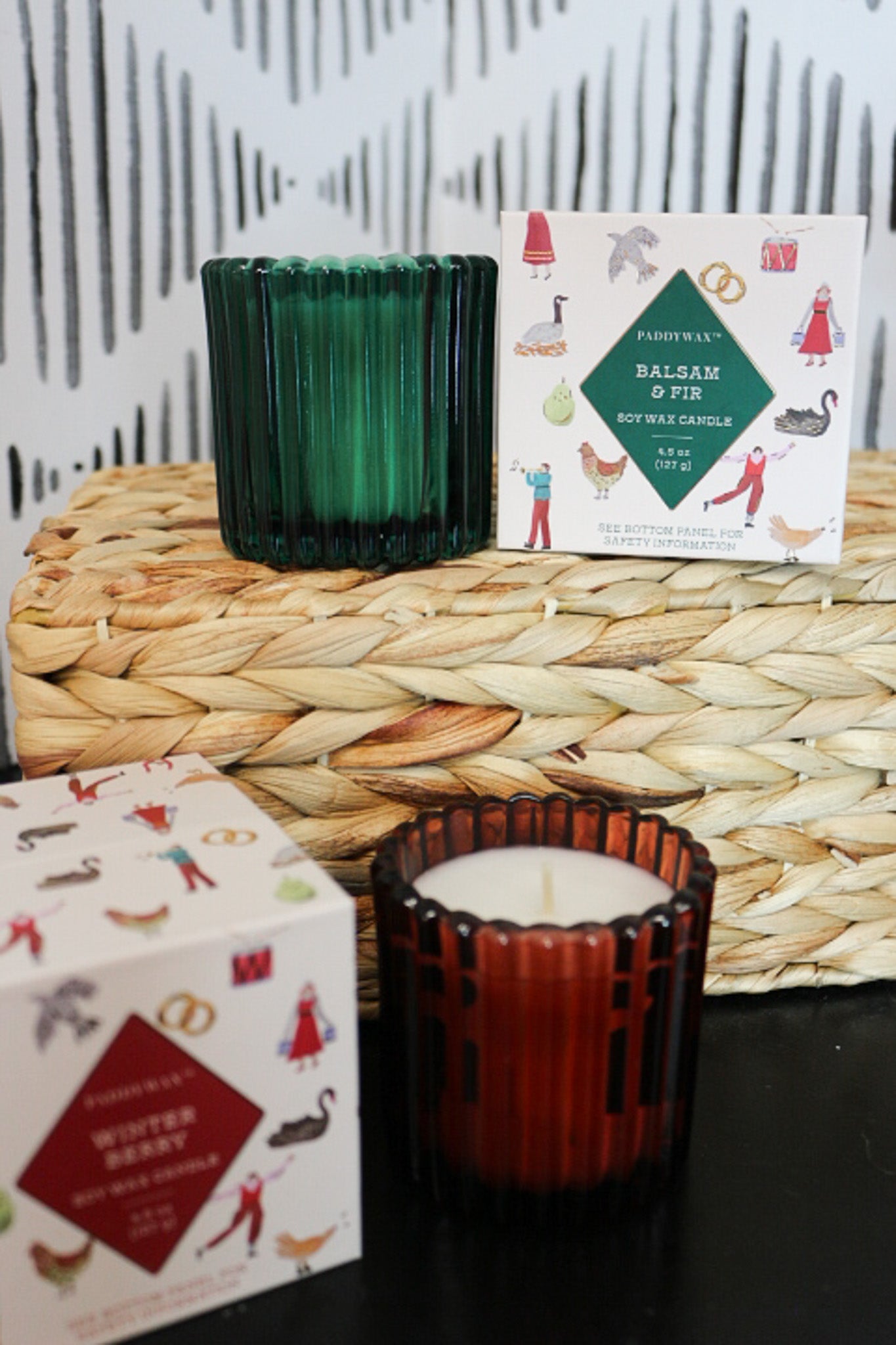 Winter Berry Red Glass Holiday Candle