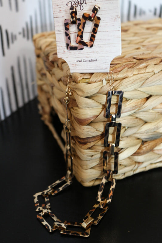 Women's Blazin Roxx Cheetah Chain Necklace Set