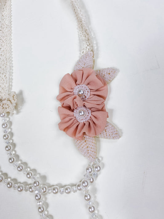 Classic Blush Flower and Pearl Necklace