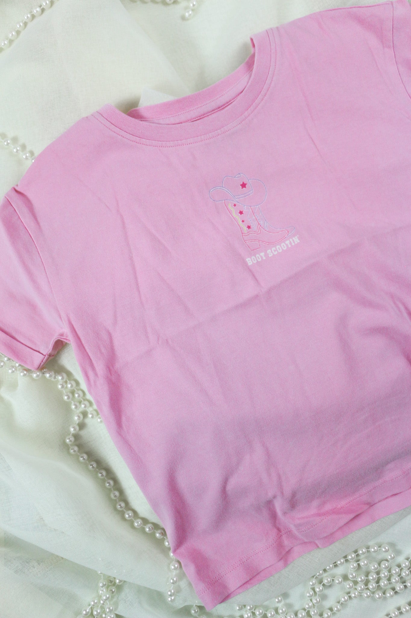 Youth Girls Boot Scootin Cutie Rose Pink Tee