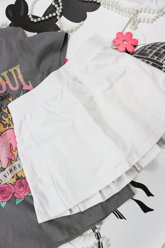 Youth Girls White Tennis Skirt