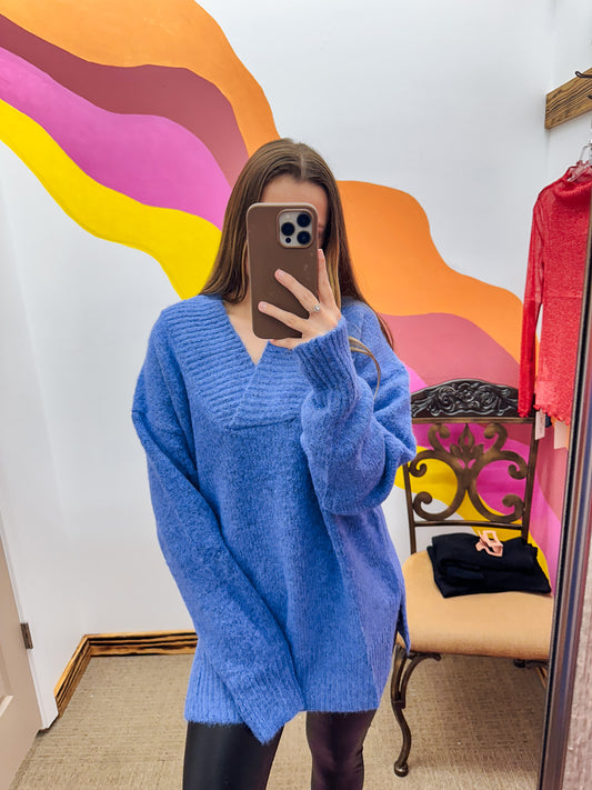 Snowflake Wishes Slate Blue Sweater