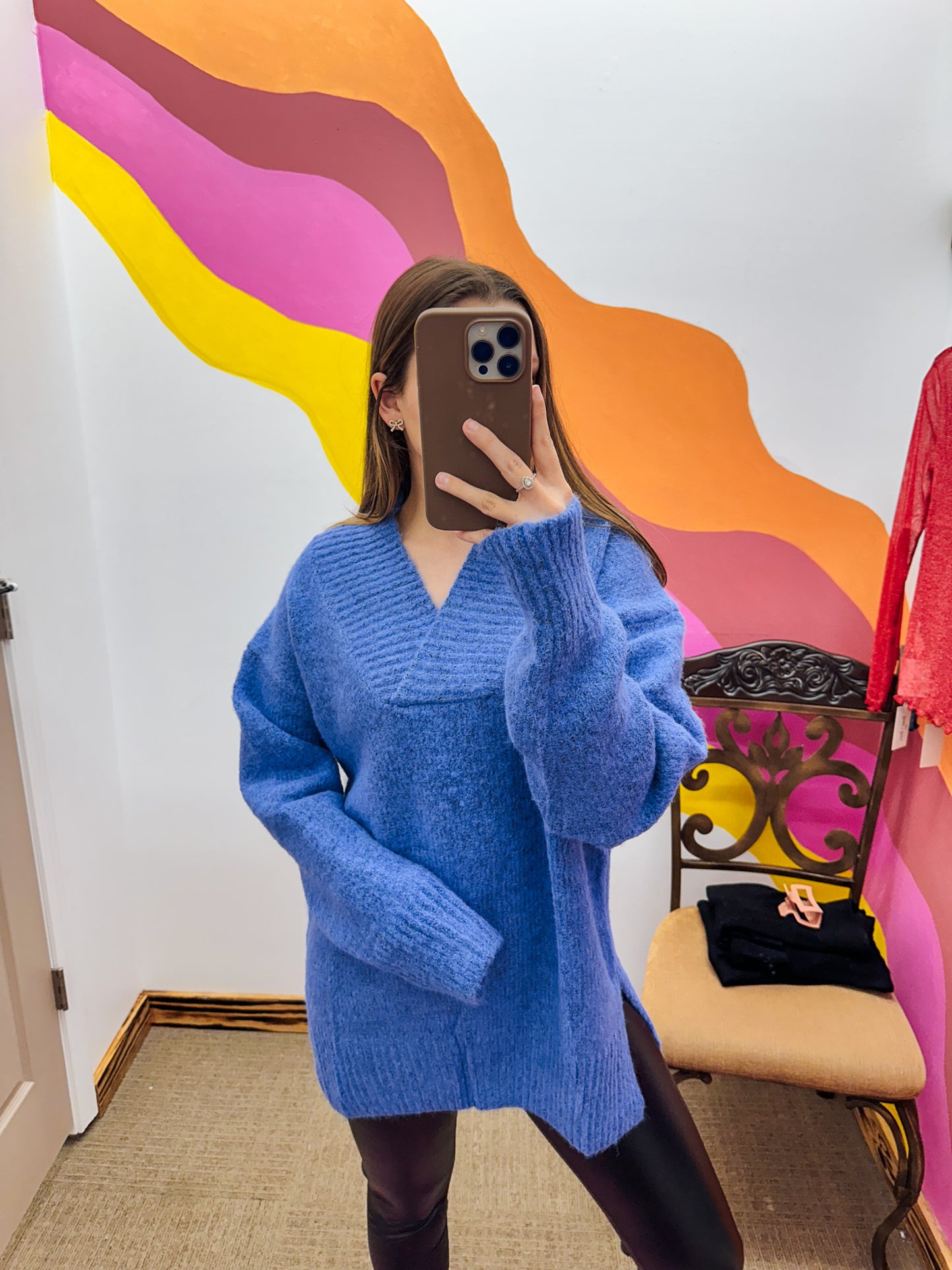 Snowflake Wishes Slate Blue Sweater