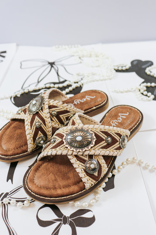 Jungle Cream Brown Flat Sandal Very G