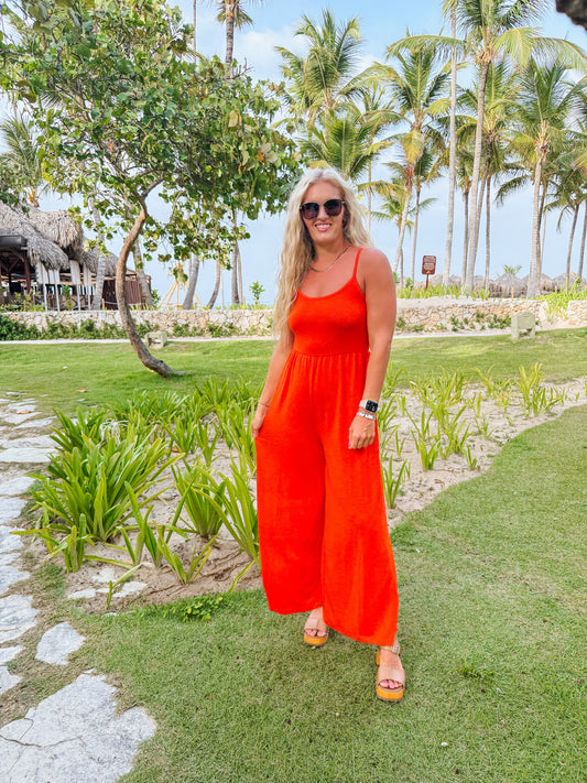 Pretty Moments Tomato Red Jumpsuit