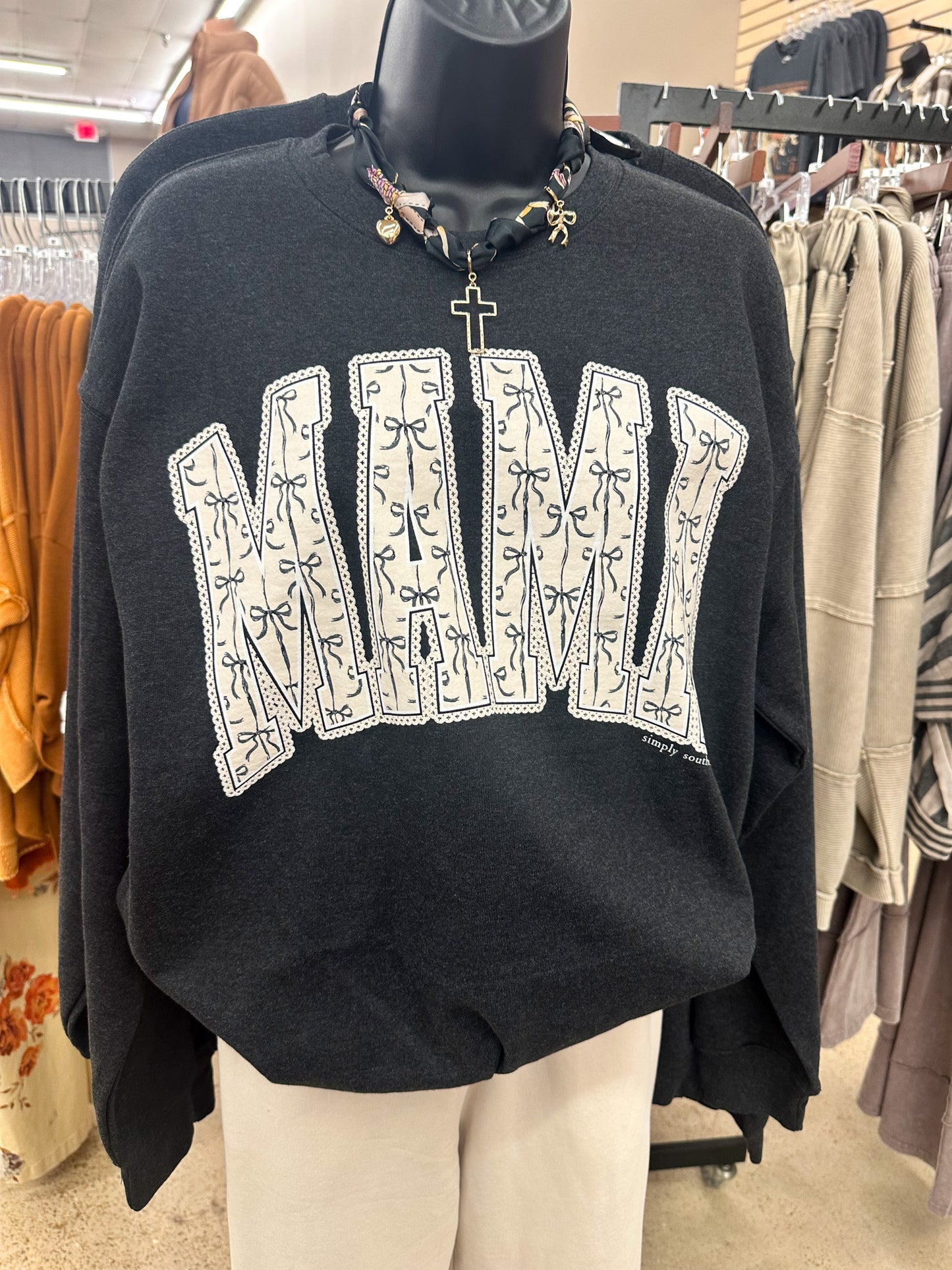 Mama Bow Black Sweatshirt