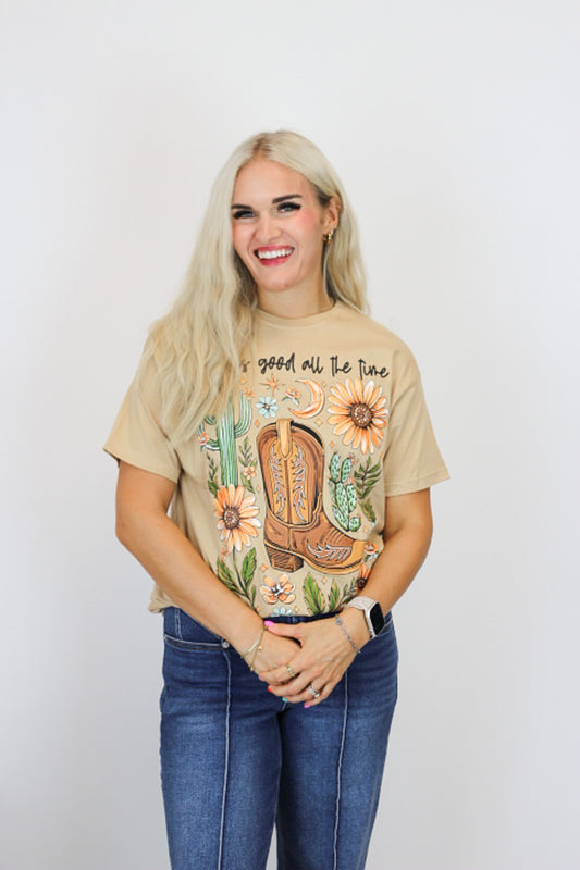 Women's Bisque God Is Good Graphic Tee