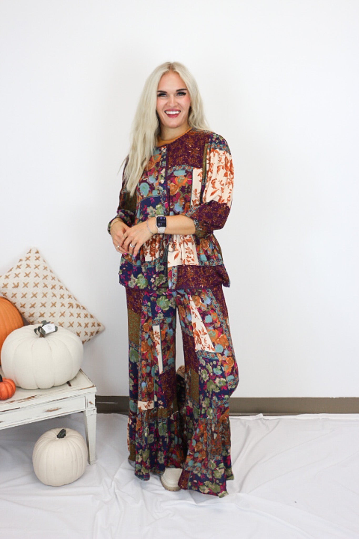 Floral Dreams Plum Button Down Top