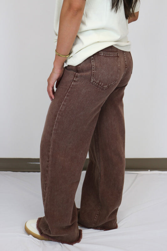 Effortless Edge Chocolate Brown Wide Leg Jeans