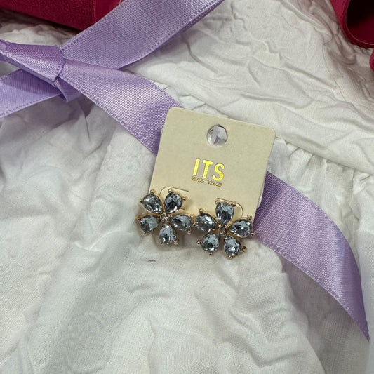 Glass Lavender Crystal .8" Flower Stud Earrings