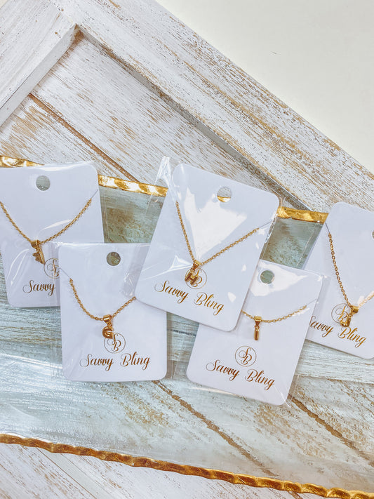 Mini Bubble Letter Initial Necklaces -2 Colors