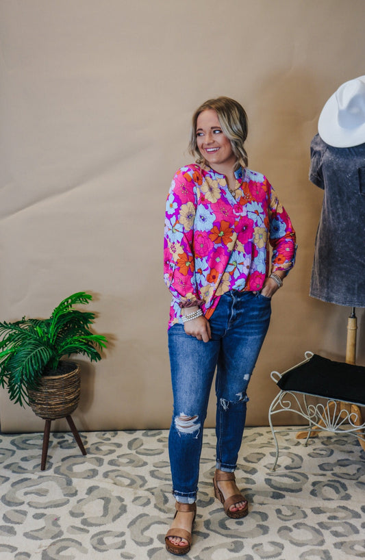 Liz Pinky Promise Multi Pink Floral Blouse