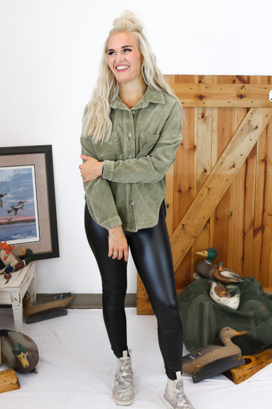 Sentimental Moment Black Leather Leggings