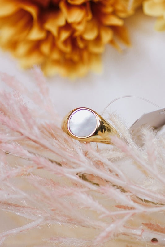 Gold Shell Ring Round - Waterproof