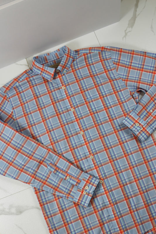 Coastal Cotton Men's Watercolor Plaid Cotton Polyester Long Sleeve Shirt