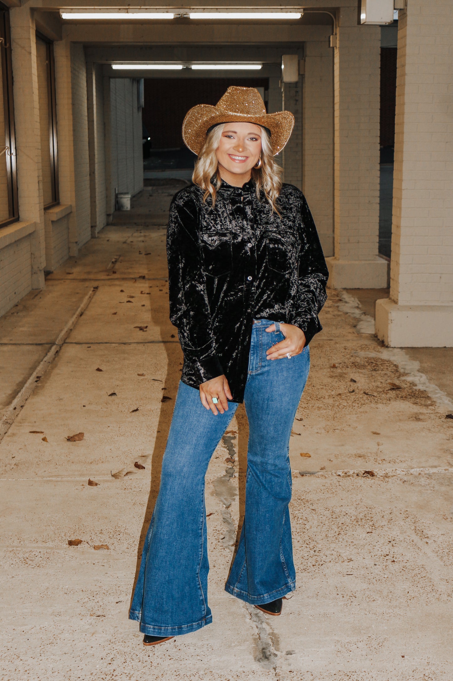 Be Who You Are Retro Bedazzled High Rise Trumpet Flare Jeans