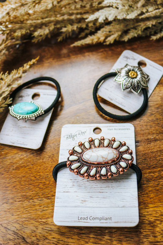 Silver Flower Blazin Roxx Hair Tie