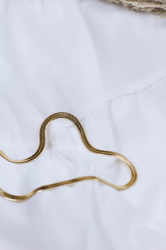 Gold Herringbone Necklace - Waterproof