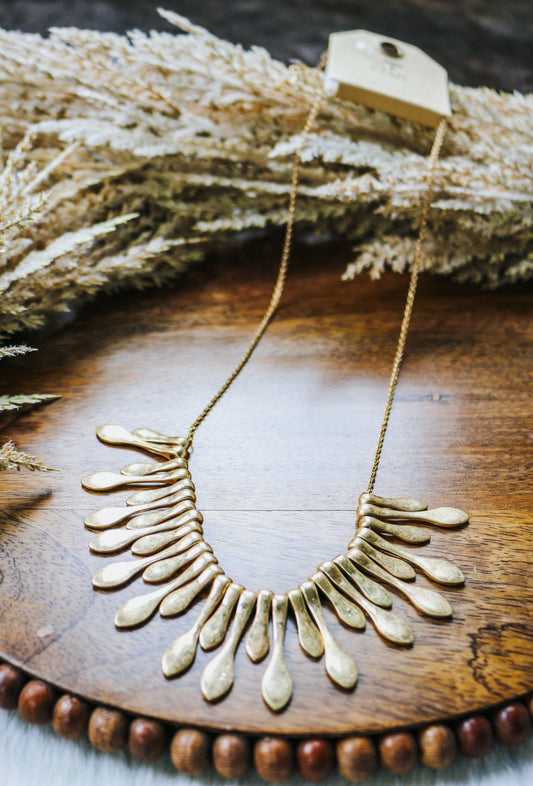 Gold Petal Bib Necklace