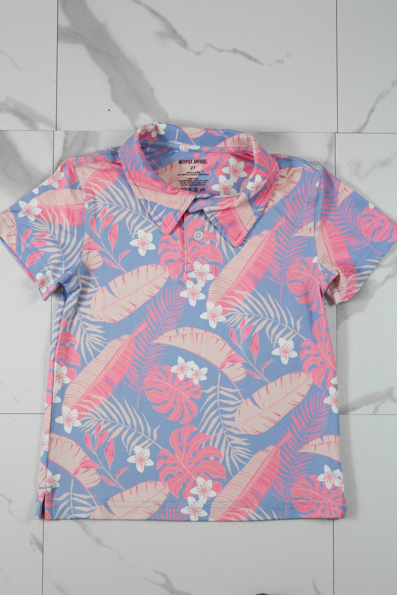 Meripex The Tropics Pink And Blue Kids Polo