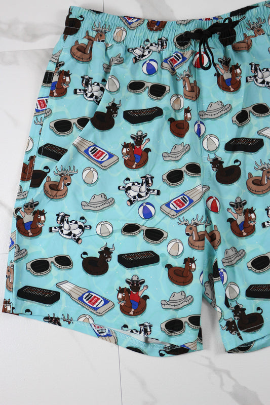 Cinch Mens Blue Swim Trunk Pool Floaty