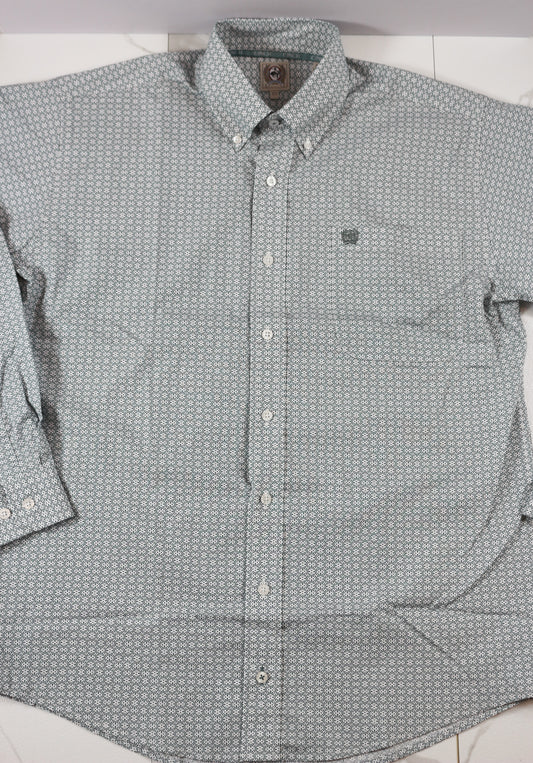 Men's Cinch Medallion Green Printed Western Shirt