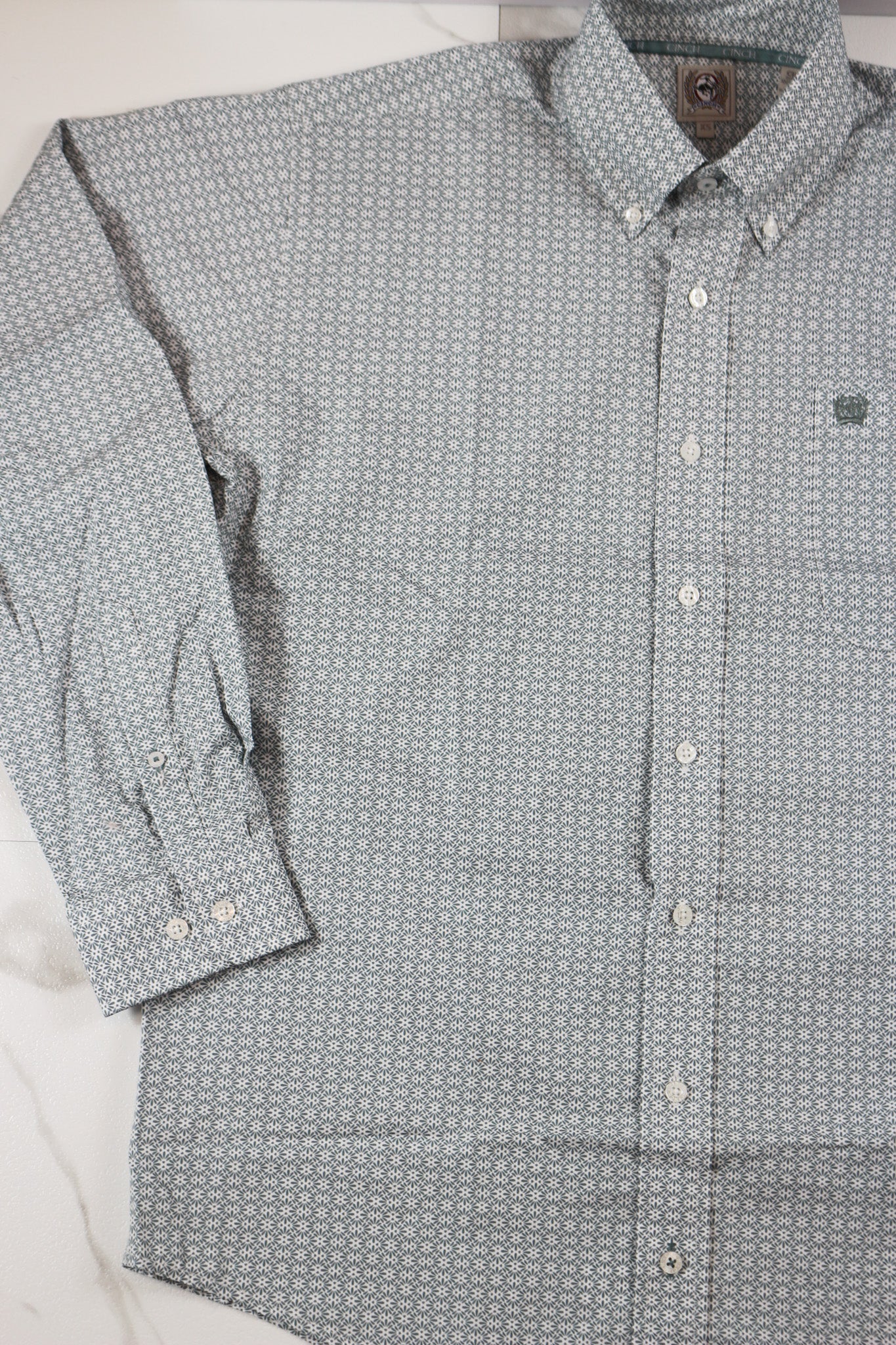 Men's Cinch Medallion Green Printed Western Shirt