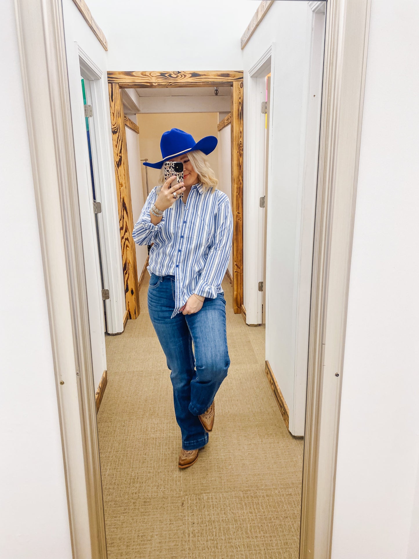 Women's Ariat Cobalt Blue Stripe Kirby Stretch Shirt