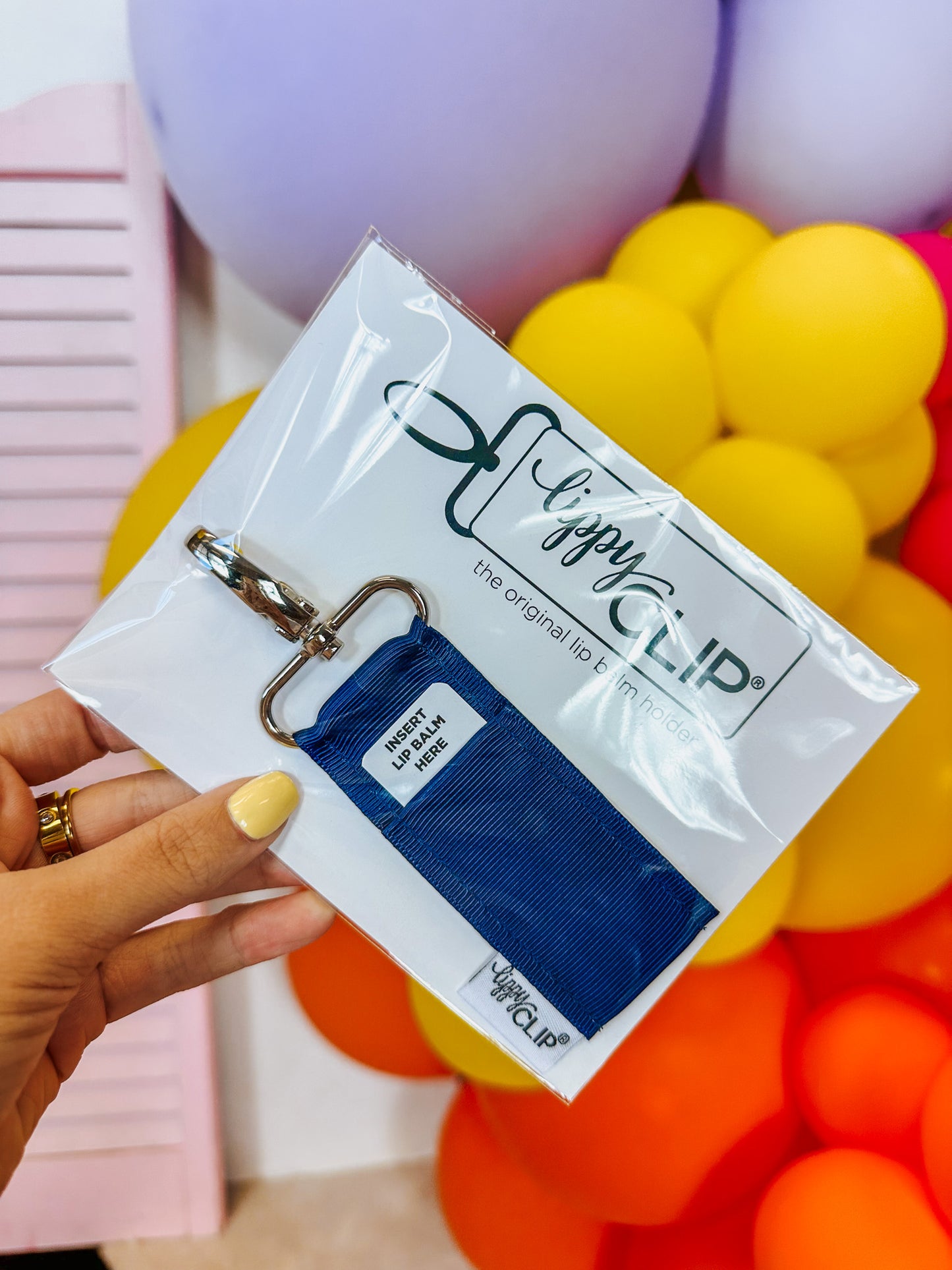Classic Lippy Clip Lip Balm Holder Keychain- Navy
