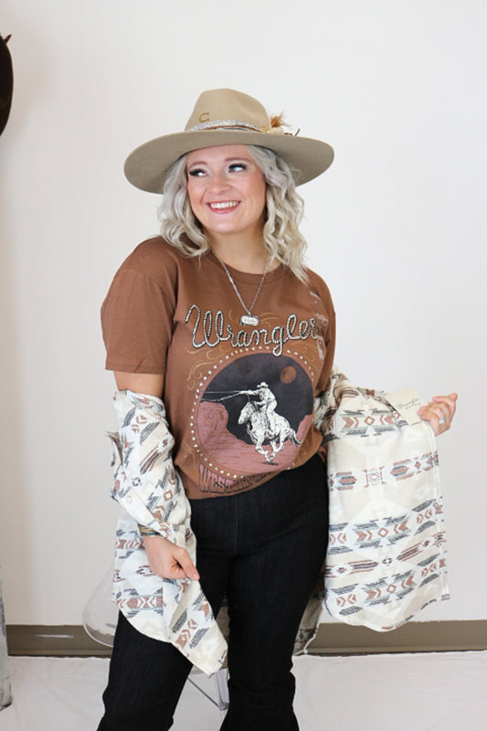 Women's Wrangler Cacao Nibs Western Graphic Boyfriend Tee