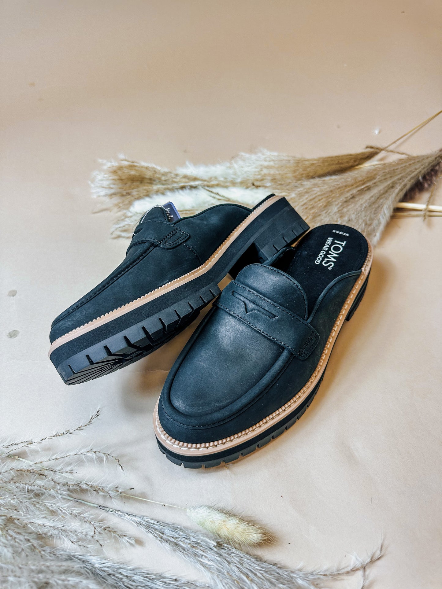 Women Cara Mule Black Leather Loafer By Toms