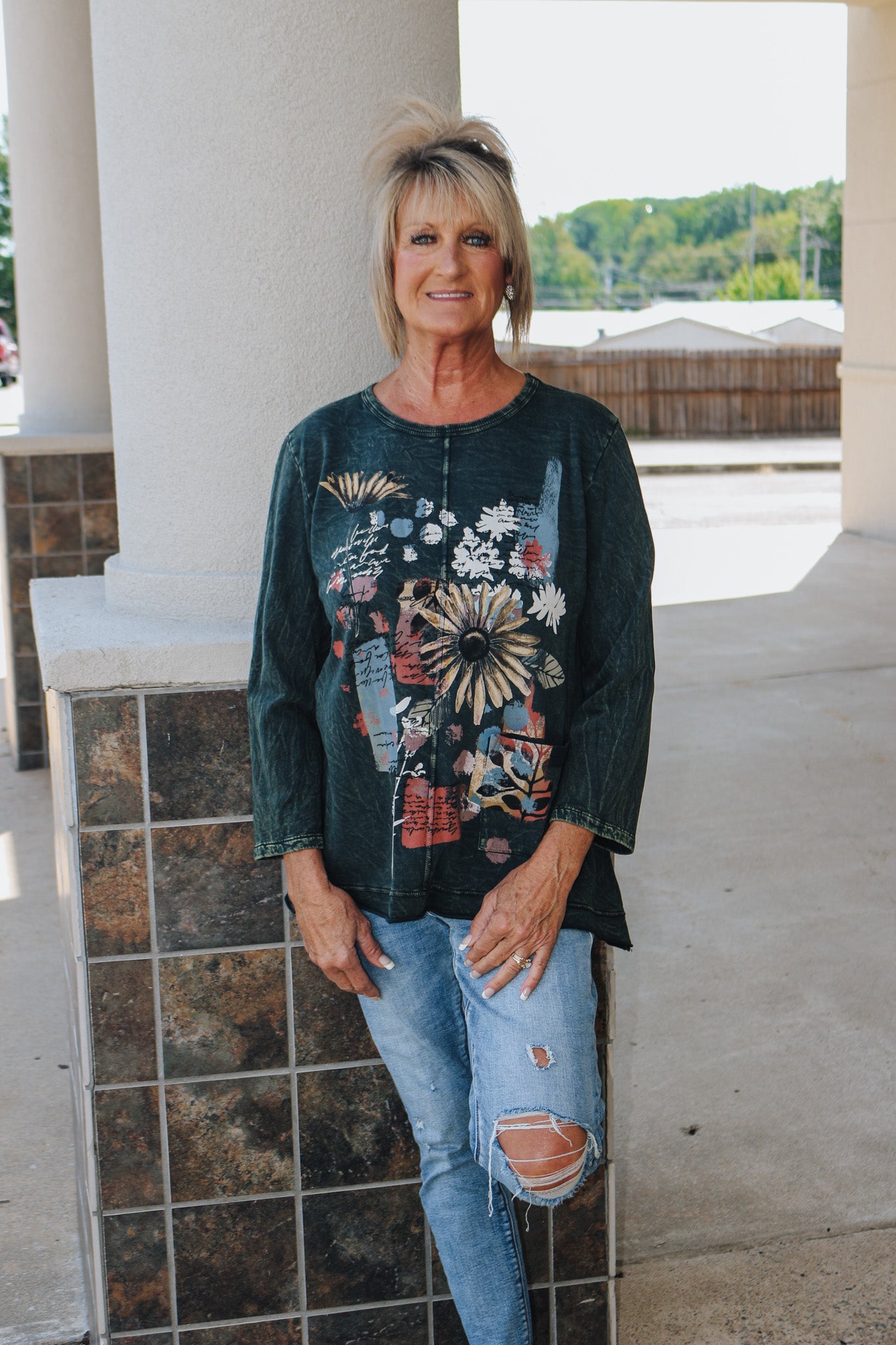 Jess & Jane "Golden" Mineral Wash Fleece Tunic Top