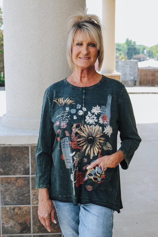 Jess & Jane "Golden" Mineral Wash Fleece Tunic Top