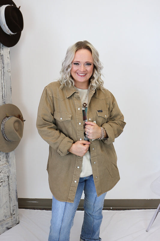 Women's Wrangler Brown Colorwash Slim Western Snap Shirt