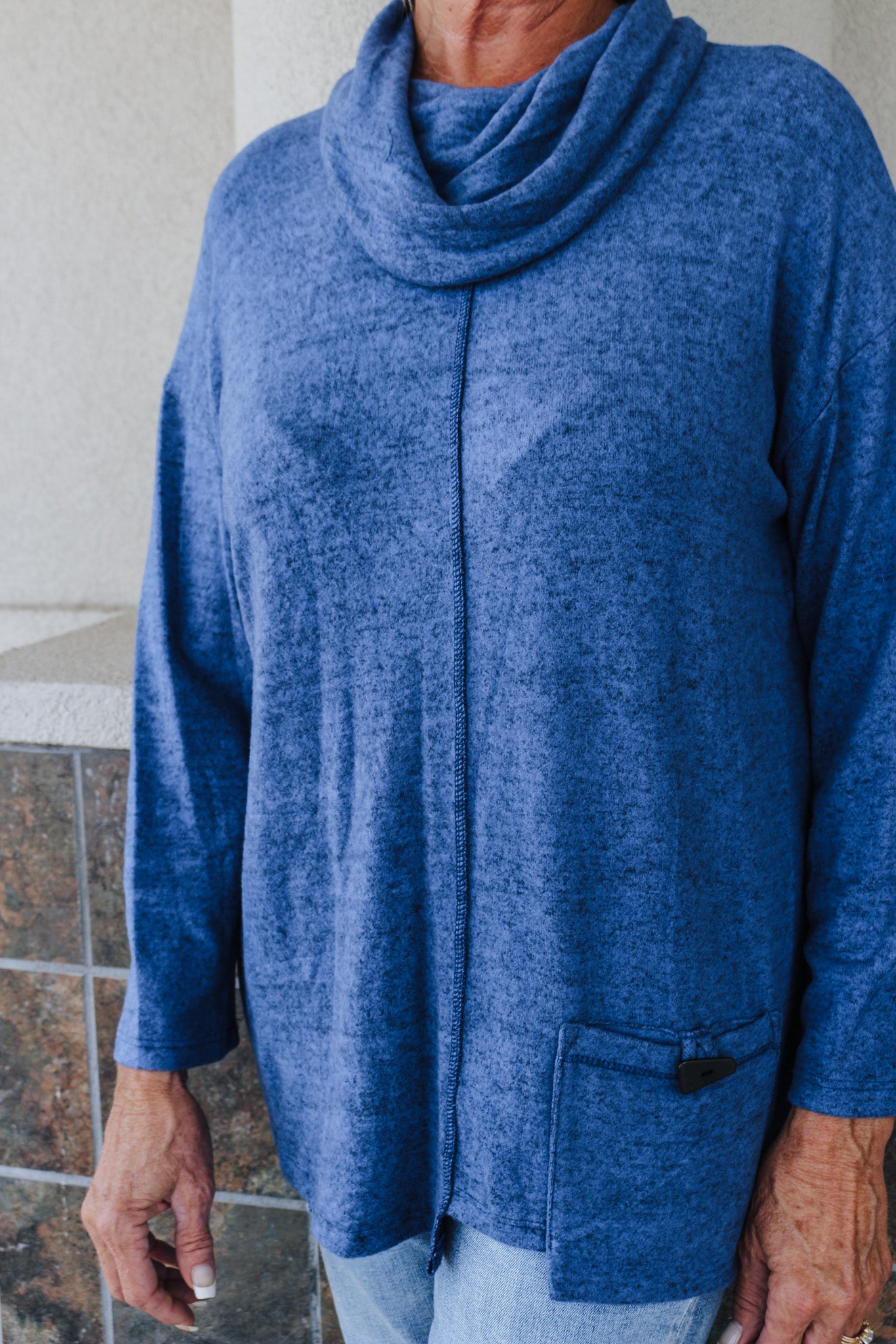 Jess & Jane Solid Brushed Hacci Cowl in Cobalt